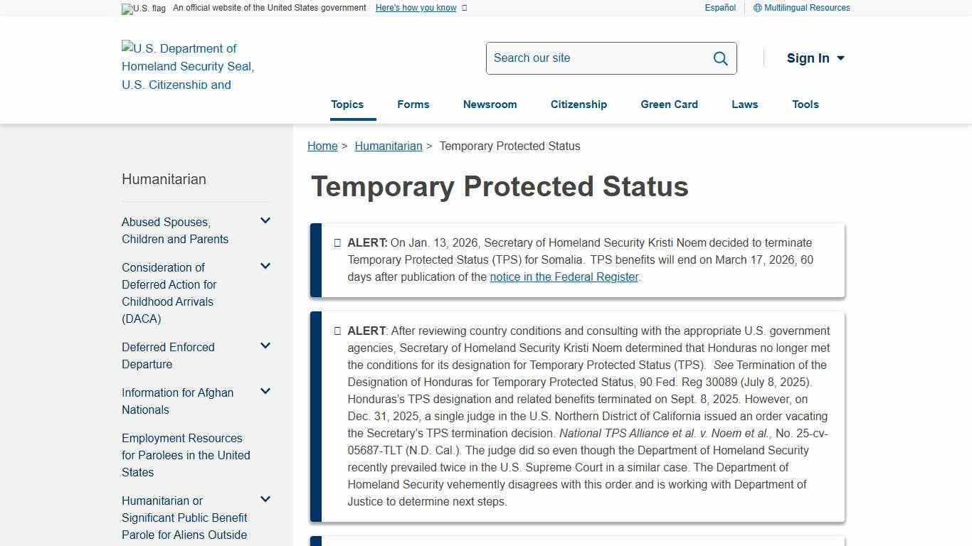 Temporary Protected Status USCIS